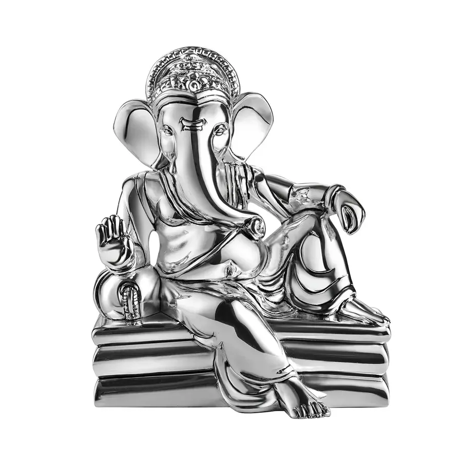 Relaxing Ganesha silver on silver base