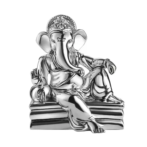 Relaxing Ganesha silver on silver base
